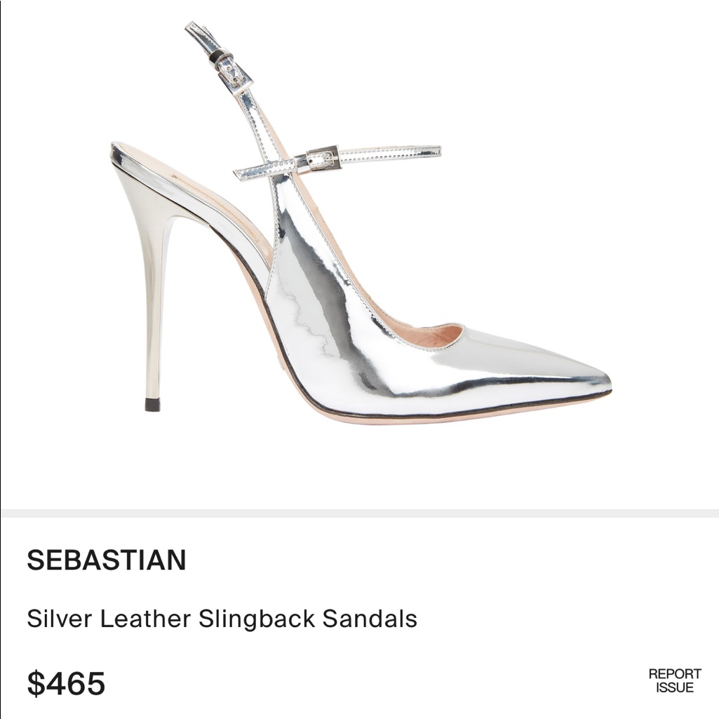 Sebastian Silver Tone Leather Heel